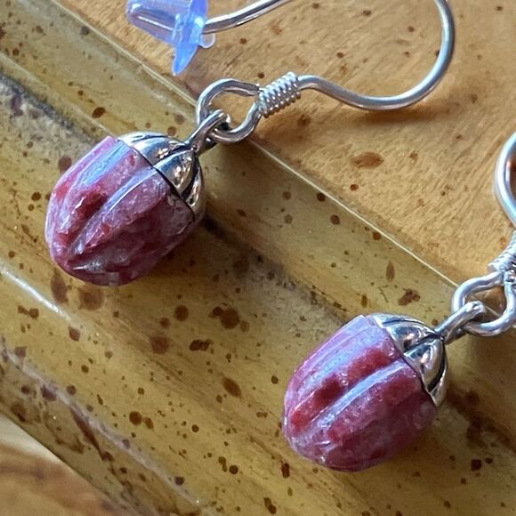 Norwegian Thulite Sterling Silver Earrings - Picture 2 of 8
